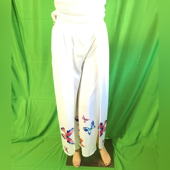 Slit Butterfly Print Wide Leg Pants NWOT - Picture 6 of 13